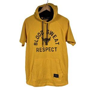 Under Armour the Rock Blood Sweat Respect Yellow Workout Hoodie Size Medium